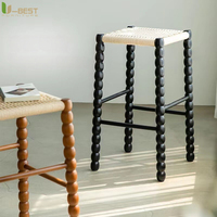 Tabouret de bar français en tissu U-best pour salle à manger, salon, chaises hautes de luxe, chaises de cuisine, tabouret de comptoir en bois massif