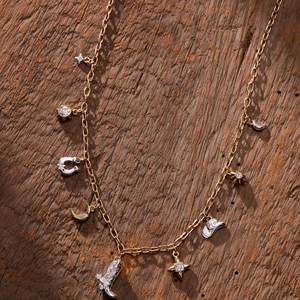 Collar de Cadena de Eslabones de Acero Inoxidable Chapado en Oro con Circonita de Alta Calidad ZSZL para Mujer, Estilo Vaquera Cósmica, para Aniversario - Product Image 5