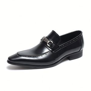 Zapatos de Vestir de Cuero de Diseño de Lujo para Hombre, Duraderos, Casuales, de Negocios, de Oficina, de Primera Calidad, de Piel de Vacuno, Negros, Tipo Derby - Product Image 2