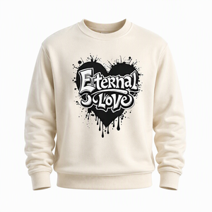 Men's Winter Crewneck <b>Sweatshirt</b> Custom Branding <b>Heart</b> Graphic Print Long Sleeve Jersey Knit Hoodie - Product Image 1