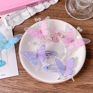 Hot Selling Cute <b>Sweet</b> Light Luxury Gradient Color Butterfly Hairpin Simple Fashionable Style Girl's Hairpins Wholesale Jewelry - Product Image 3