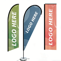 Drapeau de plage à deux couches en forme de plume, imprimé numériquement, en polyester, avec mât en aluminium – Drapeau publicitaire volant en forme de goutte d'eau personnalisé pour