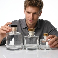 Bouteille en verre diffuseur en gros avec bouchon à vis, vide, ronde ou carrée, avec bouchon en liège, 50ml 100ml 120ml 200ml