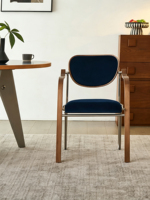 Chaise de salle à manger et fauteuil de style mid-century avec pieds en acier inoxydable, revêtement en velours, design durable