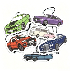 Ambientador de Papel con Forma de Coche de Dibujos Animados, Clip Perfumado Colgante, Aroma Duradero, Evaporación Natural, Decoración Interior para Coche - Product Image 3