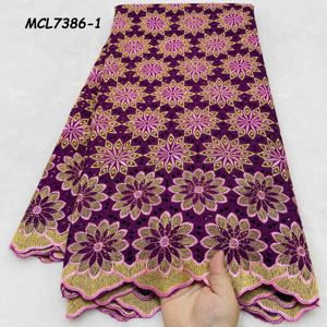 Nouvelle Collection 2026 : Dentelle Voile Africaine en Coton Brodé de Cristaux, Motif Exclusif <span class=keywords><strong>Suisse</strong></span> avec Grandes Pierres pour Robes Féminines - Product Image 1