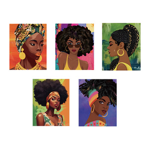 Kits <span class=keywords><strong>de</strong></span> pintura DIY y pintura por números con lienzo estirado y marco, diseño <span class=keywords><strong>de</strong></span> mujer africana en selfie, Cultura Negra, <span class=keywords><strong>para</strong></span> <span class=keywords><strong>pintar</strong></span> en casa - Product Image 2