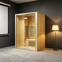Cabine de sauna infrarouge en bois Mongolica Pine 1500x1200x2000mm avec verre 8mm, pour 2-3 personnes, pour la maison