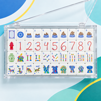 Jeu de tuiles de Mahjong coloré sur le thème des animaux de compagnie, en acrylique, 160 pièces, fond bleu royal, boîte cadeau, jeu familial, soirée de jeux, jeu social