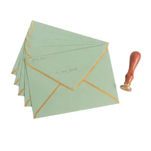Sobres de tarjetas de agradecimiento personalizados de 5x7 pulgadas, sobre de papel elegante verde claro para tarjetas de regalo baratas
