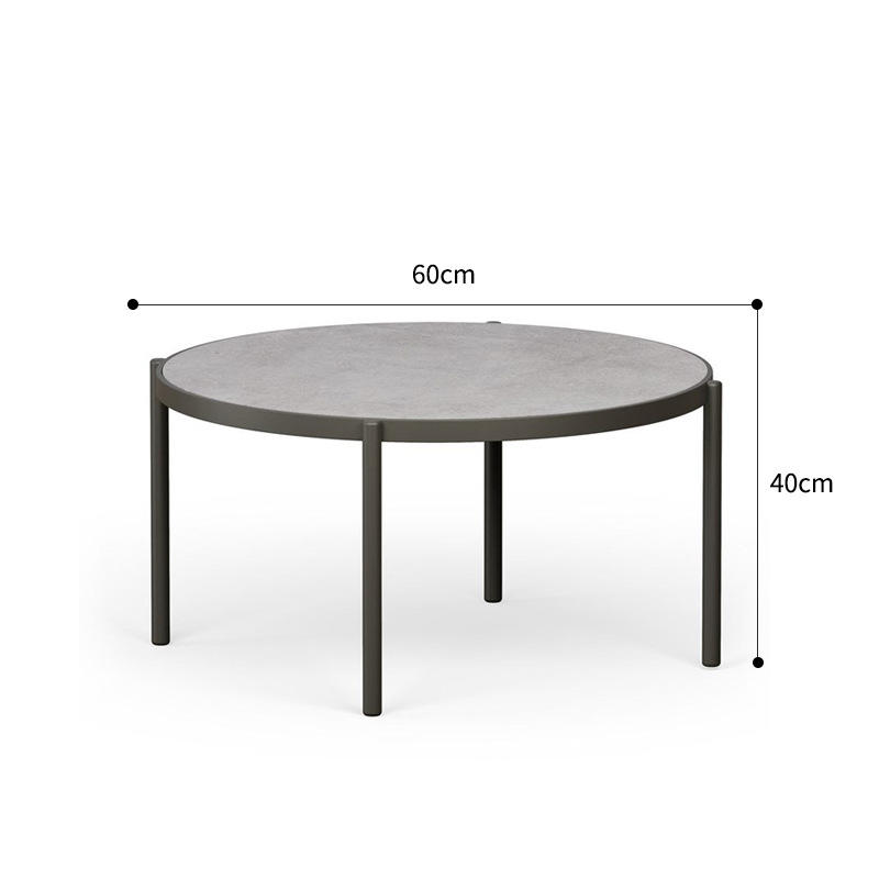 Mesa de centro mediana (tablero de losa de piedra) (gris oscuro)