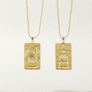 Collar de Tarot Retro, collar cuadrado con símbolo de atracción para hombres y mujeres, collar Punk Sun Moon <span class=keywords><strong>the</strong></span> Fool Magician Empress World - Product Image 3