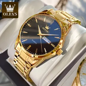 OLEVS 6898 Popular Stainless Steel Band Gold Watch Factory OEM Logo Wristwatches For Hot Selling Luxury Mens Quartz Watch