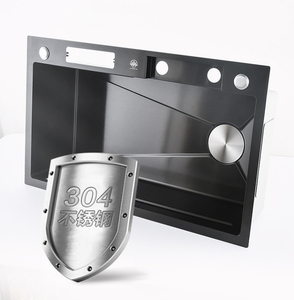 Évier de cuisine en acier inoxydable noir à cuve unique de 30 pouces, tendance TikTok, avec robinet cascade et ensemble d'évier de cuisine à tirage gauche - Product Image 4
