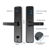 Cerradura electrónica de puerta delantera de bajo precio, código de aplicación TT, tarjeta de teclado, cerraduras de puerta inteligentes para oficina Airbnb