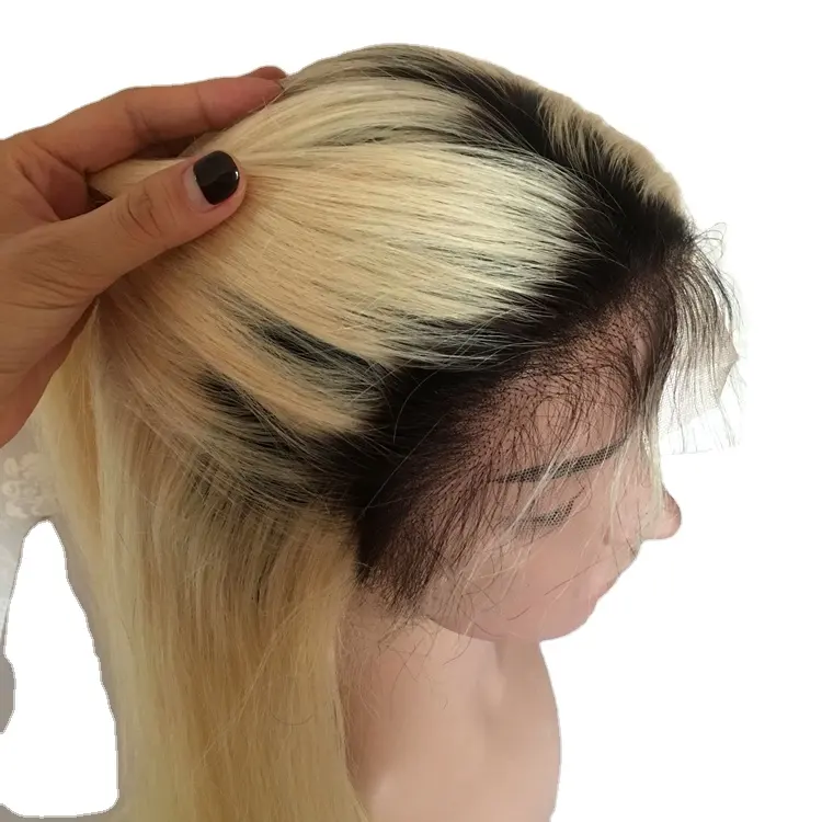 100% मानव रेमी बाल सीधे दो टोन काले जड़ 1b 613 यूरोपीय बाल पूर्ण फीता विग काले महिलाओं के लिए