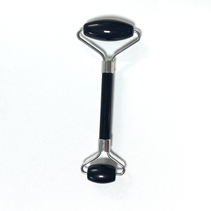 Facial Massager Black Obsidian Heart-Shaped Guasha Board <b>Double</b>-Headed Roller Set - Product Image 3