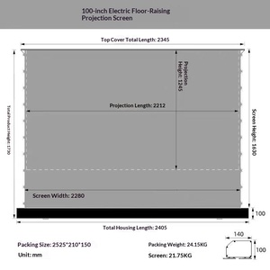 Écran de <span class=keywords><strong>projection</strong></span> motorisé portable électrique de haute définition blanc mat <span class=keywords><strong>gris</strong></span> d'usine 100 pouces 16:9 anti-lumière PVC - Product Image 6
