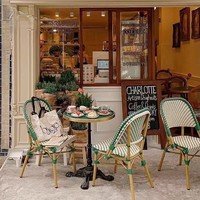 Chaise de salle à manger en rotin tressé multifonctionnelle de style rétro français-américain pour restaurant, balcon, cour, café, lait