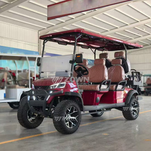 Voiturette de golf électrique tout-terrain rouge vin, 6 places, auvent étendu, pneus robustes tout-terrain - Product Image 2