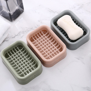 Town Head Soap Dish Rectangular Plastic Double Layer Drainage For Bathroom Sink - Product Image 1