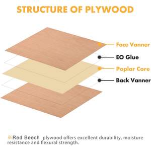 Longer Diverse Double Sided Rectangular Red Beech Plywood <b>Sheets</b> (11.8" X 11.8" X 0.118" 3.32 Lbs 13.27x12.56x1.46 Inches) Craft - Product Image 6