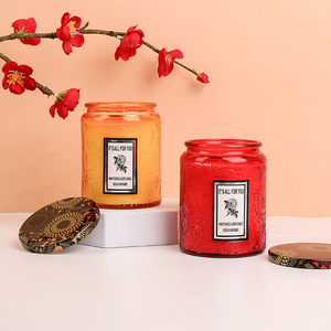 Relief Bottle Glass Cup Semi-handmade Semi-mechanical Aromatherapy <b>Candle</b> Plant Essential Oil Fragrance Oil Smokeless Scent DIY - Product Image 2