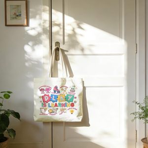 Borsa tote in tela con puzzle a tema cartoni animati "Giocare è imparare", borsa a tracolla riutilizzabile per la spesa, regali di apprezzamento per gli insegnanti della scuola materna - Product Image 3