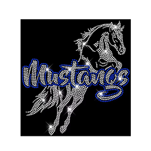Personalizado Bling <span class=keywords><strong>Mustang</strong></span> Horse Crystal Hotfix Motif Iron on Rhinestone Transfer para camiseta - Product Image 1