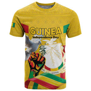 Camiseta al por Mayor de Alta Calidad del Día de la Independencia de Guinea Conakry con el Escudo de Armas y Paloma, Camiseta Personalizada para Hombre - Product Image 3
