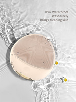 Brosse nettoyante et massante thermique pour le visage, étanche IPX7, recharge sans fil, avec boîte de rangement, silicone souple, prise EU, couleur beige
