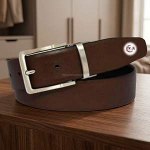 Cinturón Reversible de cuero de alta calidad para hombre, cinturón cruzado de un lado, negro y marrón, hebilla trenzada de Zinc - Product Image 3
