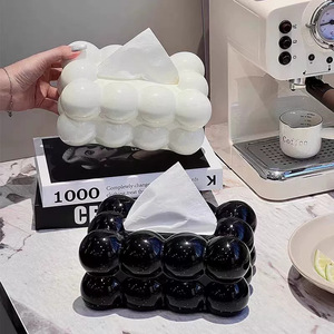 Marshmallow Tissue Box White Black Free Standing Multipurpose Tabletop Decoration For Living Room Dining Table - Product Image 1