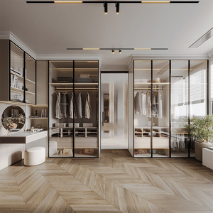 Ensemble de garde-robe personnalisé de plain-pied de mur complet extensible moderne <span class=keywords><strong>professionnel</strong></span> en bois pour la chambre et le salon - Product Image 3