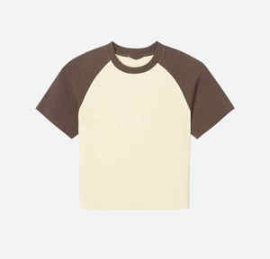 Logo personnalisé T-shirts courts à manches raglan pour femmes - Product Image 1