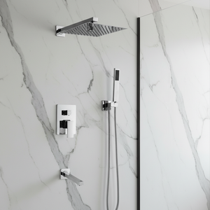 Set Doccia Termostatico a Parete in Ottone di Lusso Moderno a 3 Funzioni con Miscelatore e Lavabi <span class=keywords><strong>per</strong></span> Bagno - Product Image 4