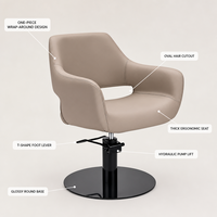 Fauteuil de Salon Enveloppant Monobloc en Cuir Taupe, Chaise de Coiffure Hydraulique, Mobilier de Salon en Gros pour Barbier