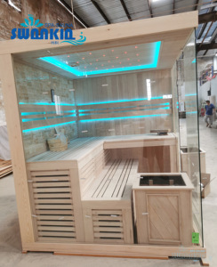 <span class=keywords><strong>Prix</strong></span> de gros d'usine 6 personnes éclairage LED en <span class=keywords><strong>bois</strong></span> de pruche canadien salle de sauna intérieur sec - Product Image 1