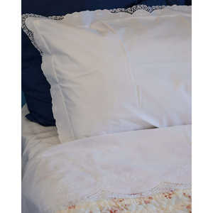 Juego de Sábanas de Lino Blanco con Encaje de Bobina, 3 Piezas, Tamaño King, Sábanas Planas y Ajustables con Costuras Lisas, Relleno de Algodón y PVC - Product Image 4