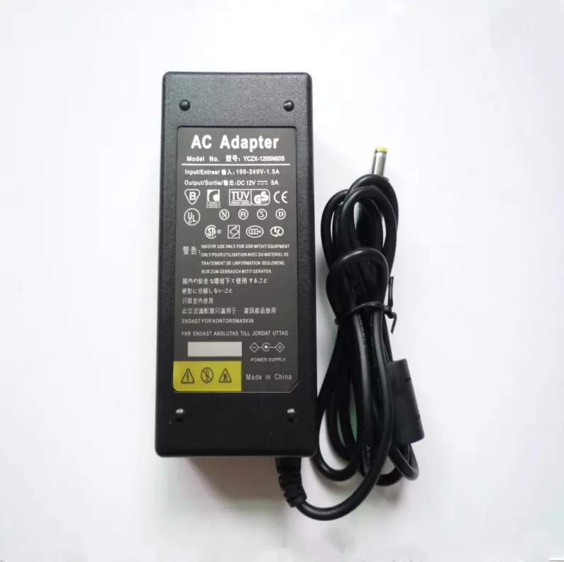 60w Power Supply ac dc 12v 5a Adapter Switching Desktop Power Laptop Charger Adapter