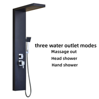 Colonne de douche murale contemporaine en acier inoxydable avec cascade LED, robinet thermostatique en céramique, couleur noire - Vente flash Idealex