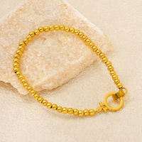 Lateefah Simple Fashion Femmes Perles Imperméables OT Fermoir Chaîne Acier Inoxydable Or Bracelets