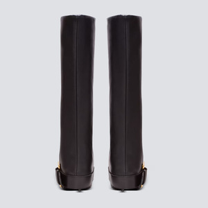 Manufacturer Custom <strong>Trouser</strong> <strong>Boots</strong> Leather Buckle Knee-High <strong>Boots</strong> Pointed Toe, Stiletto Heel, and Sculpted Leather - Product Image 5