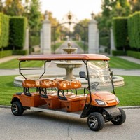 Carrito de Golf Eléctrico de 6 Plazas, Color Naranja Personalizado, Carro de Golf para Transporte en Hoteles, Resorts y Campos de Golf