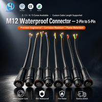 موصل كابل M12 مقاوم للماء IP67، دائري، أنثى وذكر، من 2 إلى 5 أطراف، معزول بالـ PVC لتطبيقات الدراجات النارية