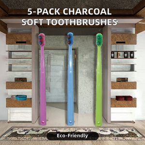 Cepillo de Dientes Manual Reutilizable para Adultos, con Cerdas de Carbón Vegetal, Suaves, para Uso Doméstico, Paquete de 5 Unidades, Venta al Por Mayor - Product Image 2