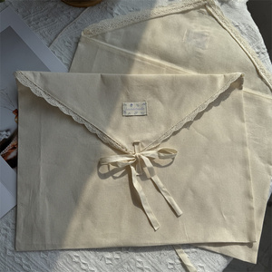 Bolsa de algodón tipo sobre con etiqueta personalizada CH, con lazo de cinta y ribete de encaje, bolsa con solapa de algodón muselina, embalaje para ropa, bolsa guardapolvo de algodón - Product Image 3