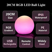 Lámpara Esférica LED RGB de 20 cm, IP65 Resistente al Agua, Flotante, con Control Remoto, Recargable, Regulable, Decoración Moderna para Piscina y Jardín