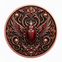 Pièce de monnaie en cuivre personnalisée Scarabée ailé 5 AVDP oz 999 Fine Haute qualité en relief Couleur UV Culture égyptienne ancienne Pièce de monnaie en cuivre de collection