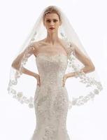 Nouveau Design romantique voile de mariage blanc à deux couches, voile de mariée en dentelle à fleurs 3D avec peigne